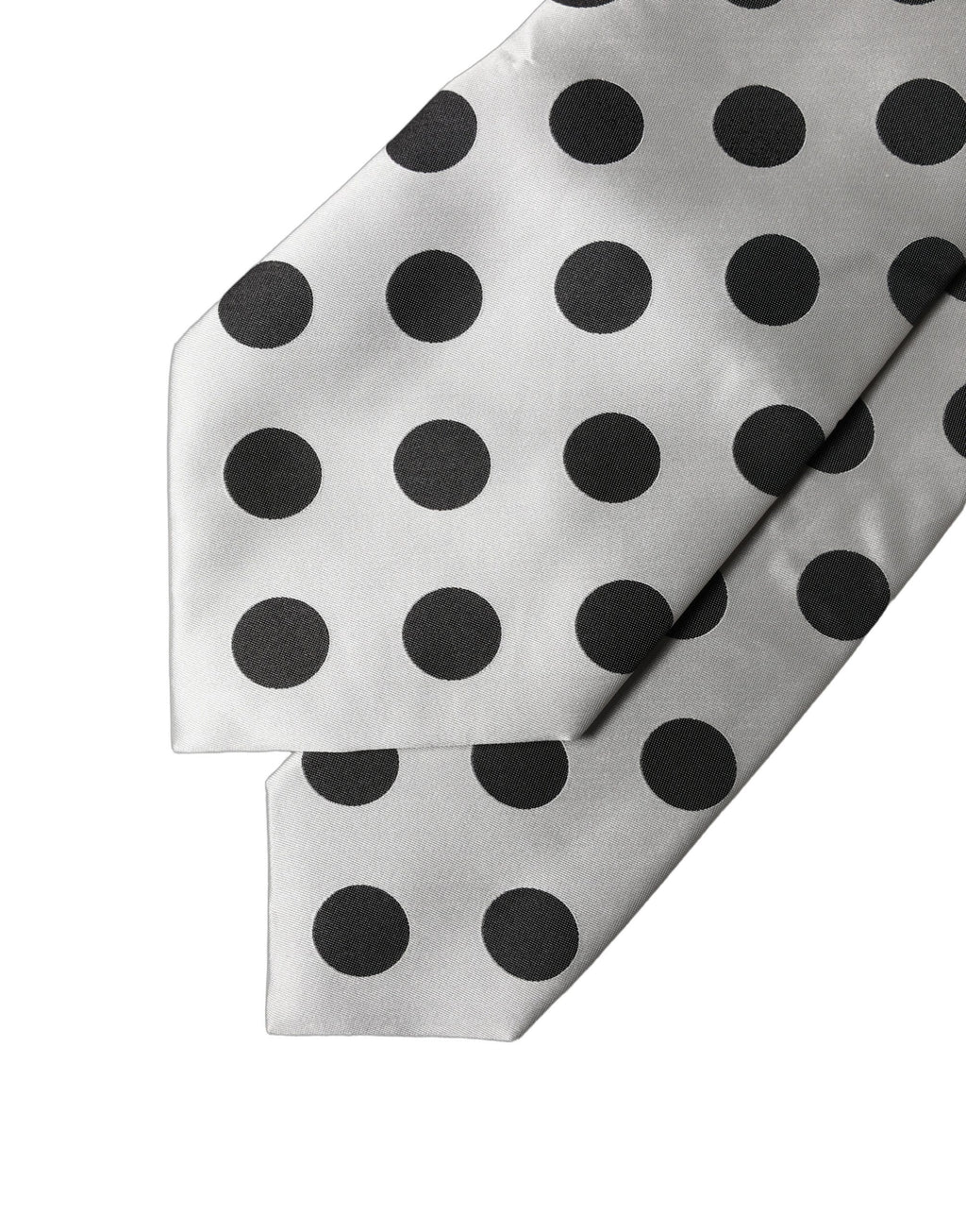 White Black Polka Dot Silk Adjustable Women Necktie Tie