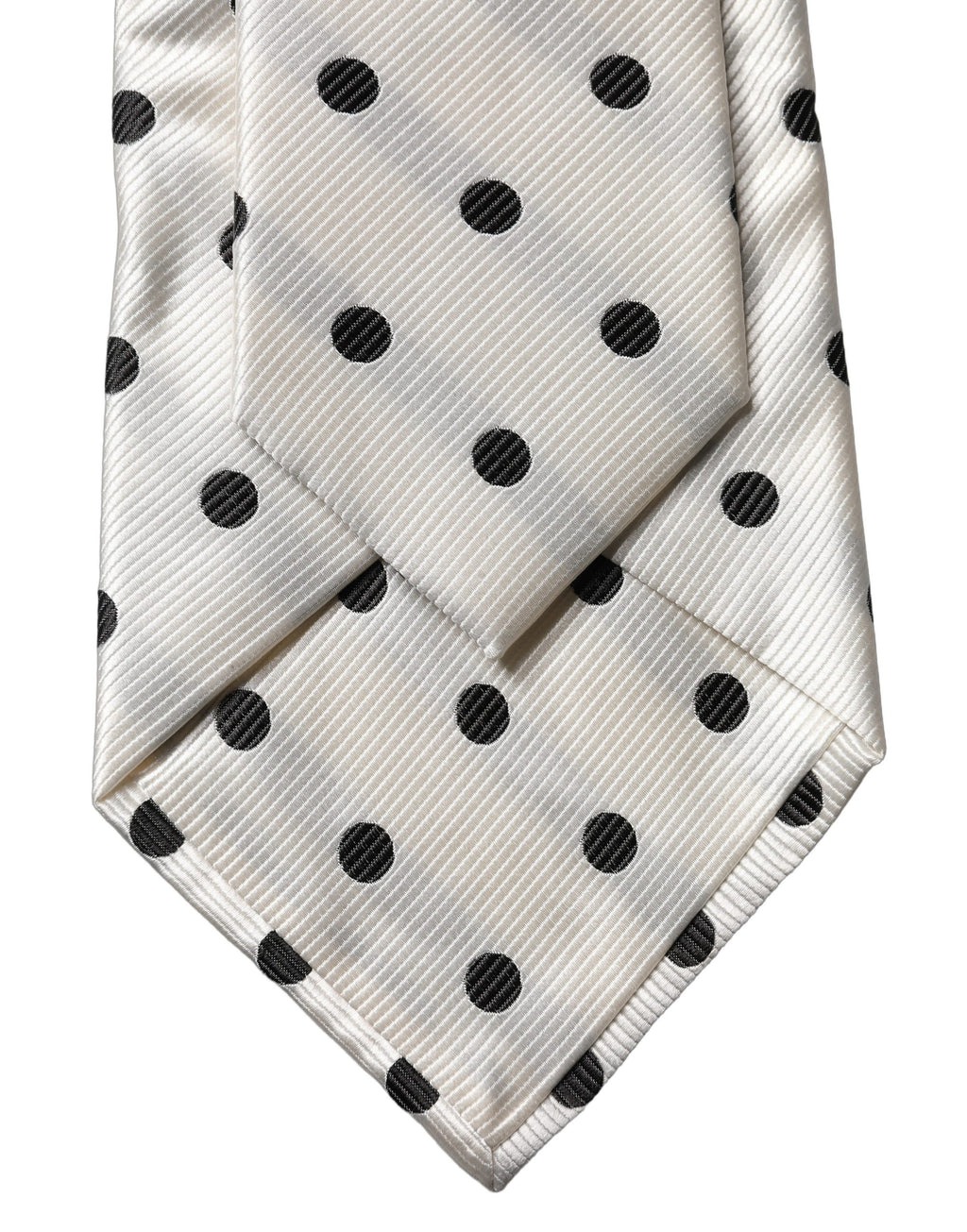 White Black Polka Dot Silk Adjustable Women Necktie Tie
