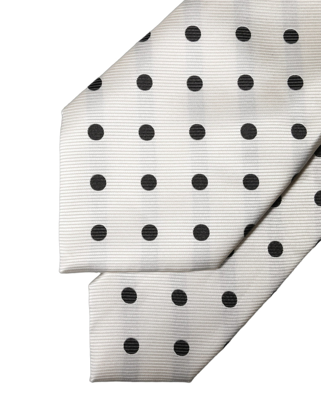 White Black Polka Dot Silk Adjustable Women Necktie Tie