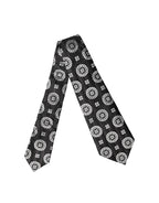 Black White Floral Silk Adjustable Women Necktie Tie