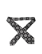 Black White Floral Silk Adjustable Women Necktie Tie