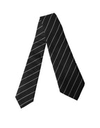 Black White Stripes Wool Adjustable Women Necktie Tie