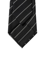 Black White Stripes Wool Adjustable Women Necktie Tie