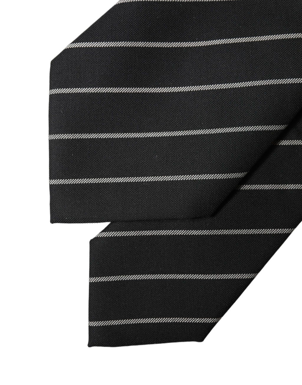 Black White Stripes Wool Adjustable Women Necktie Tie