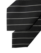 Black White Stripes Wool Adjustable Women Necktie Tie