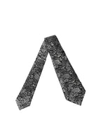 Black White Paisley Silk Adjustable Women Necktie Tie