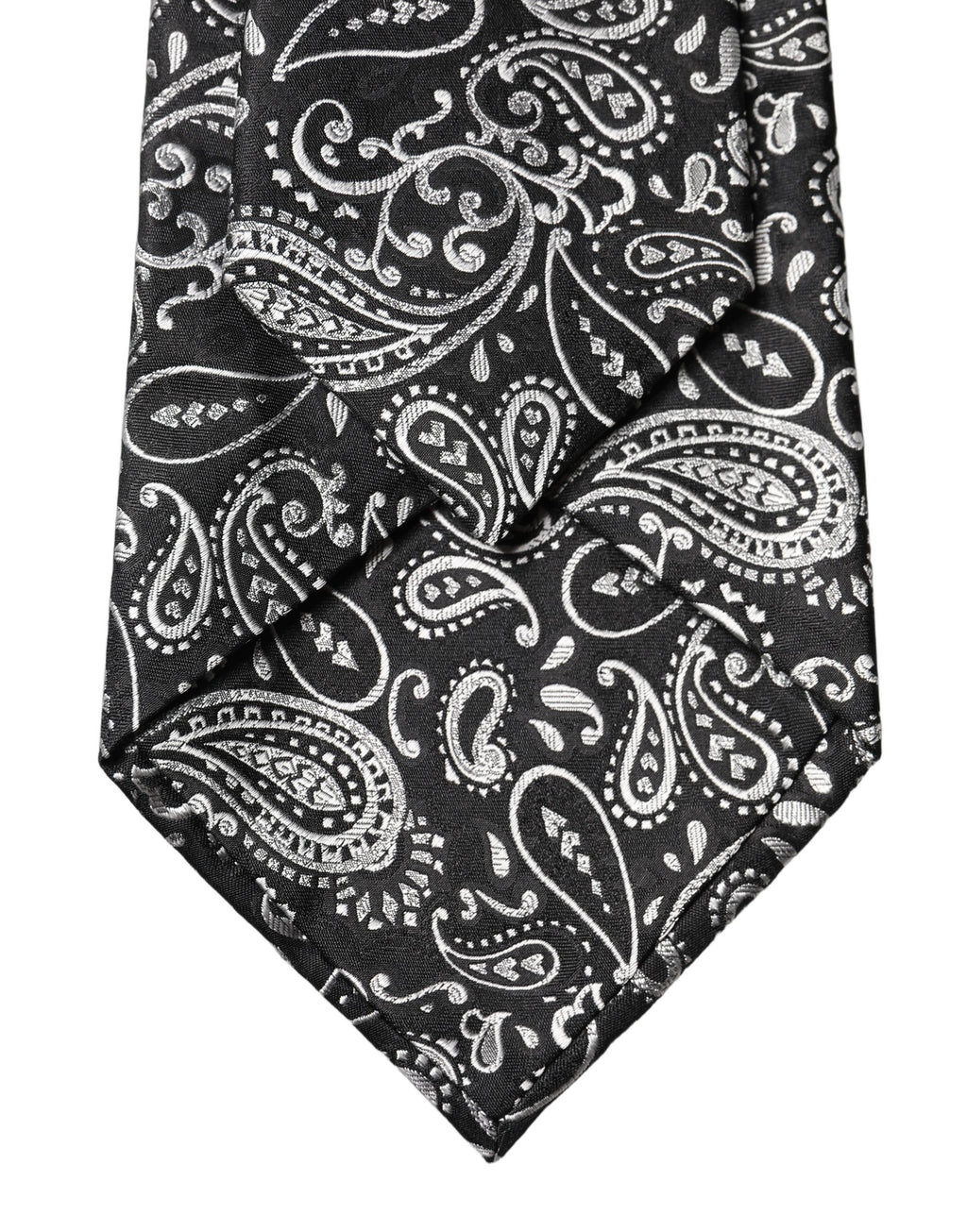 Black White Paisley Silk Adjustable Women Necktie Tie