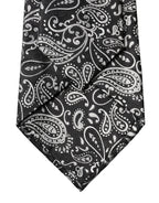 Black White Paisley Silk Adjustable Women Necktie Tie
