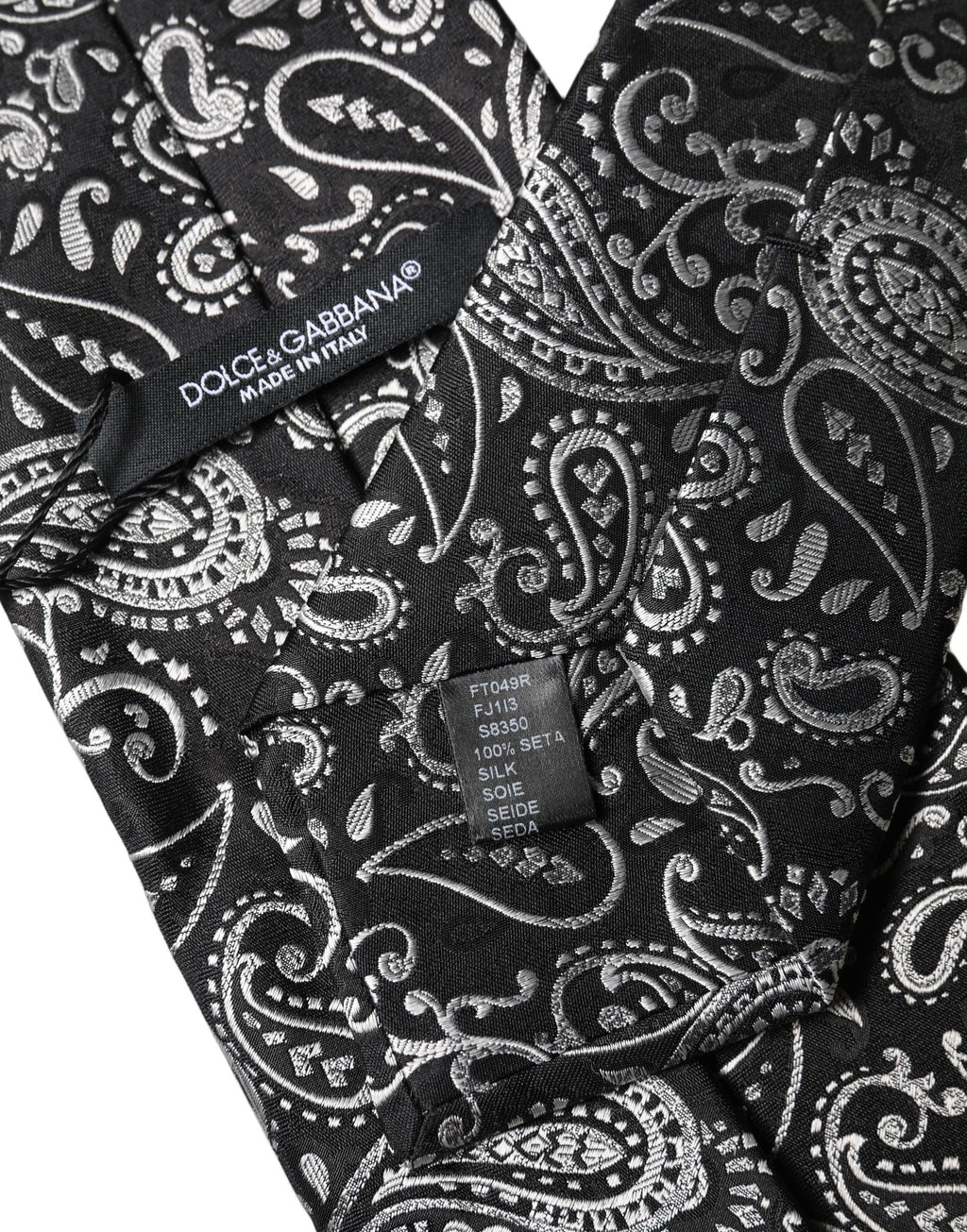 Black White Paisley Silk Adjustable Women Necktie Tie