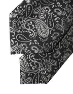 Black White Paisley Silk Adjustable Women Necktie Tie