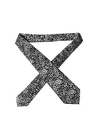 Black White Paisley Silk Adjustable Women Necktie Tie