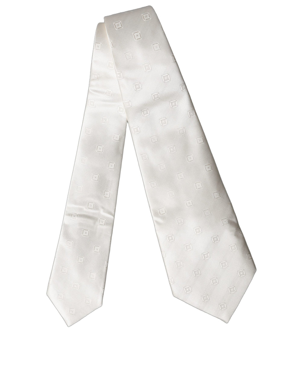 Off White Geometric Silk Adjustable Women Necktie Tie
