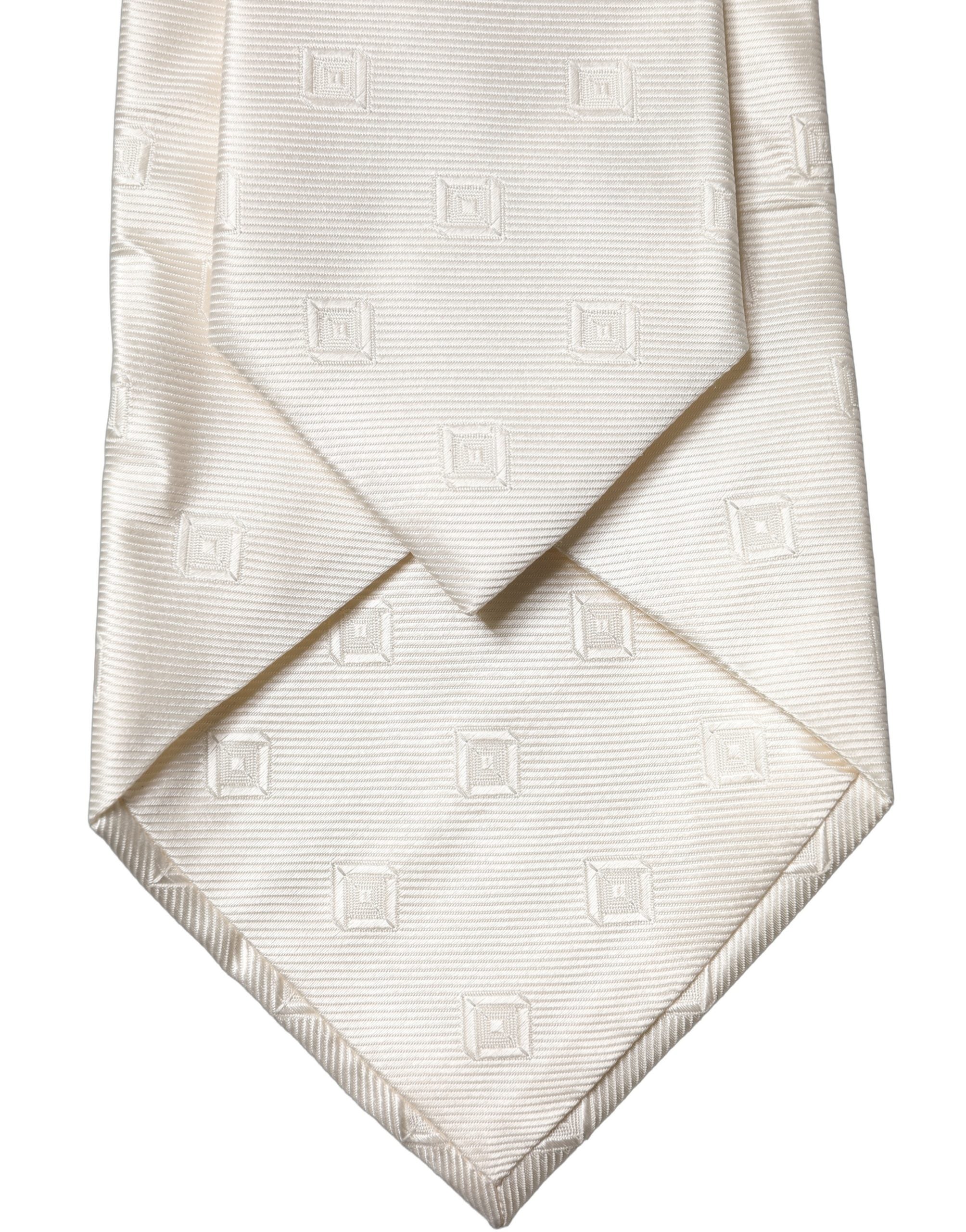 Off White Geometric Silk Adjustable Women Necktie Tie