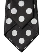 Black White Polka Dot Silk Adjustable Women Necktie Tie