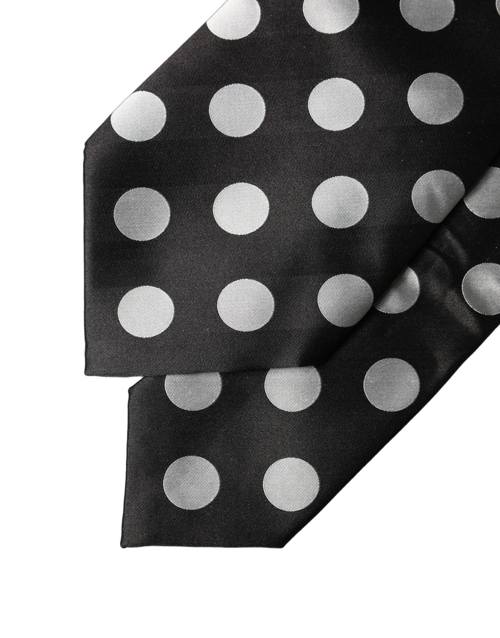 Black White Polka Dot Silk Adjustable Women Necktie Tie