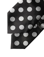 Black White Polka Dot Silk Adjustable Women Necktie Tie