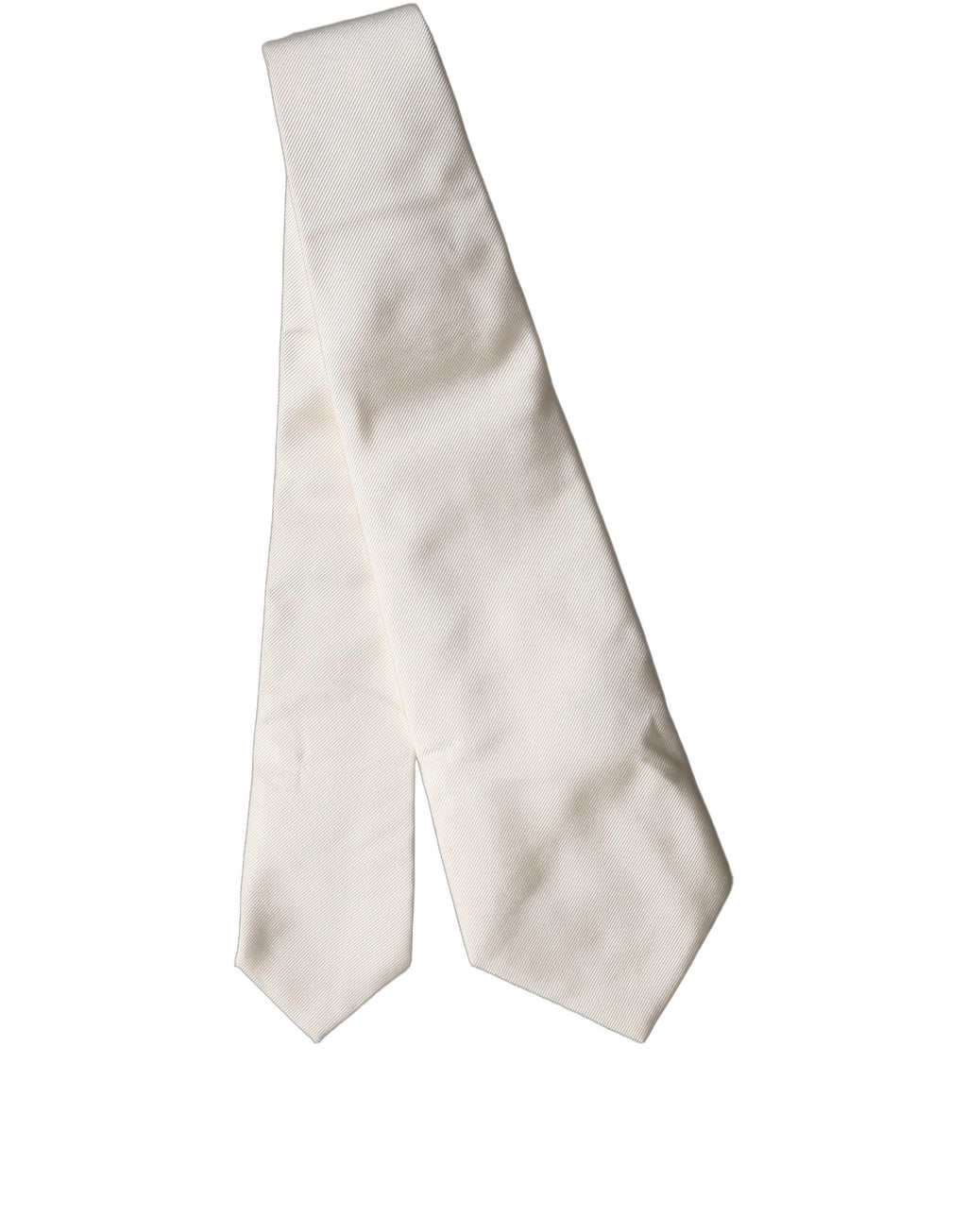 Off White Solid Silk Adjustable Women Tied Necktie Tie