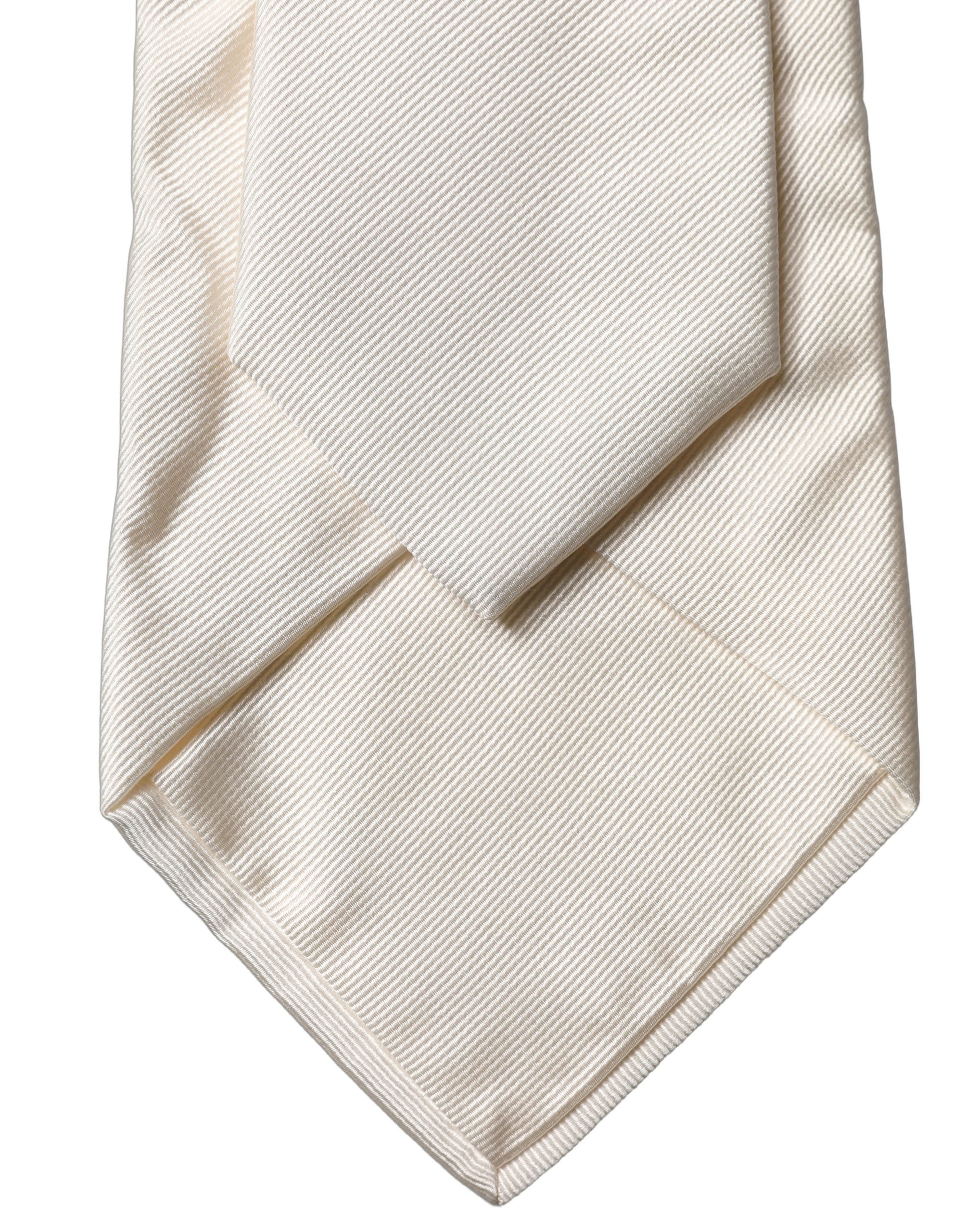 Off White Solid Silk Adjustable Women Tied Necktie Tie