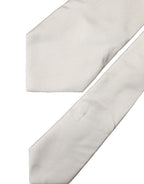 Off White Solid Silk Adjustable Women Tied Necktie Tie