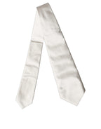 Off White Solid Silk Adjustable Women Tied Necktie Tie