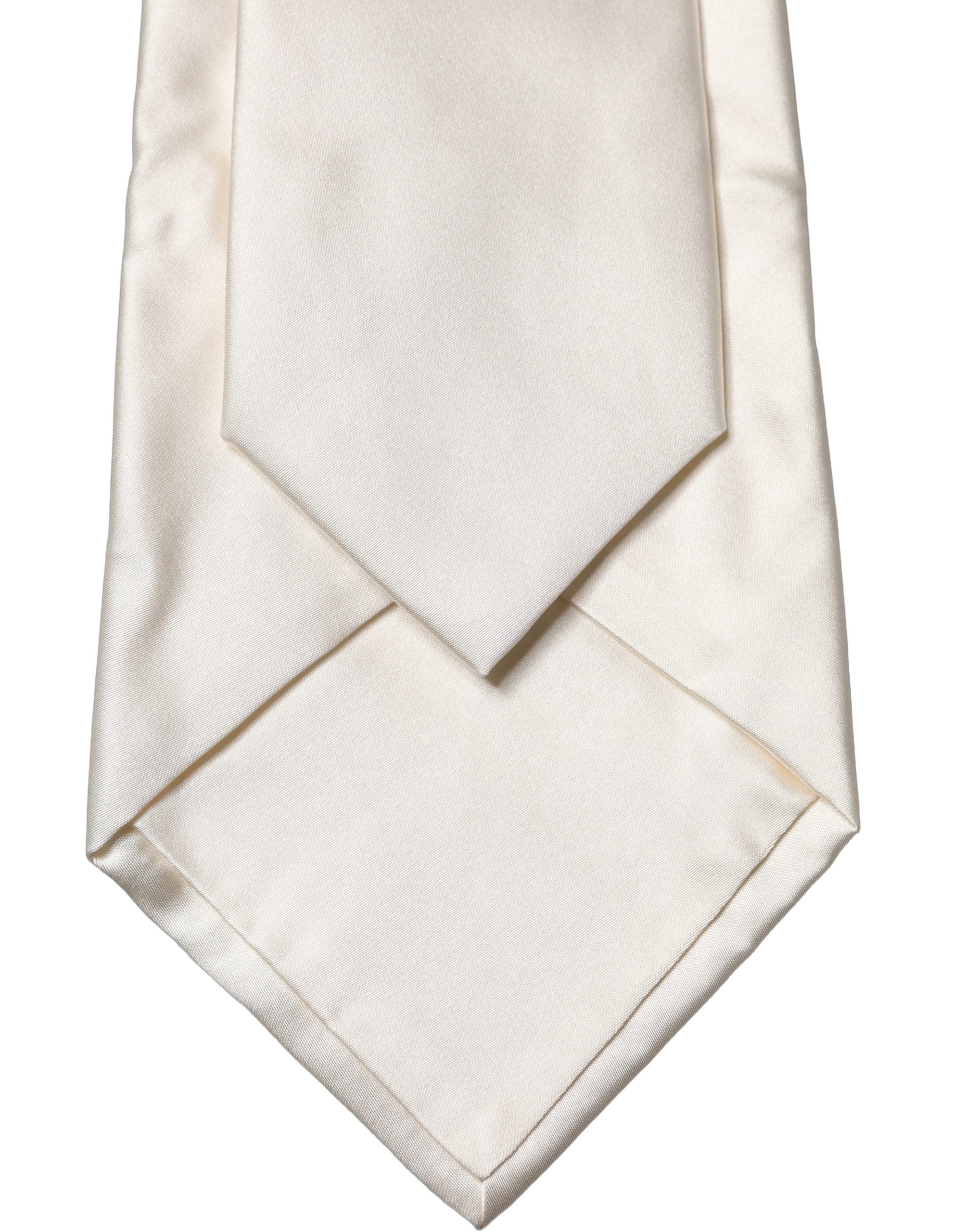 Off White Solid Silk Adjustable Women Tied Necktie Tie