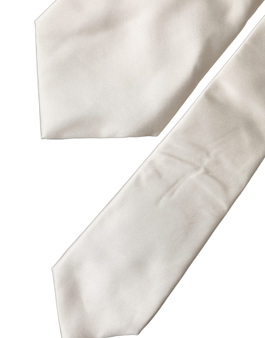 Off White Solid Silk Adjustable Women Tied Necktie Tie