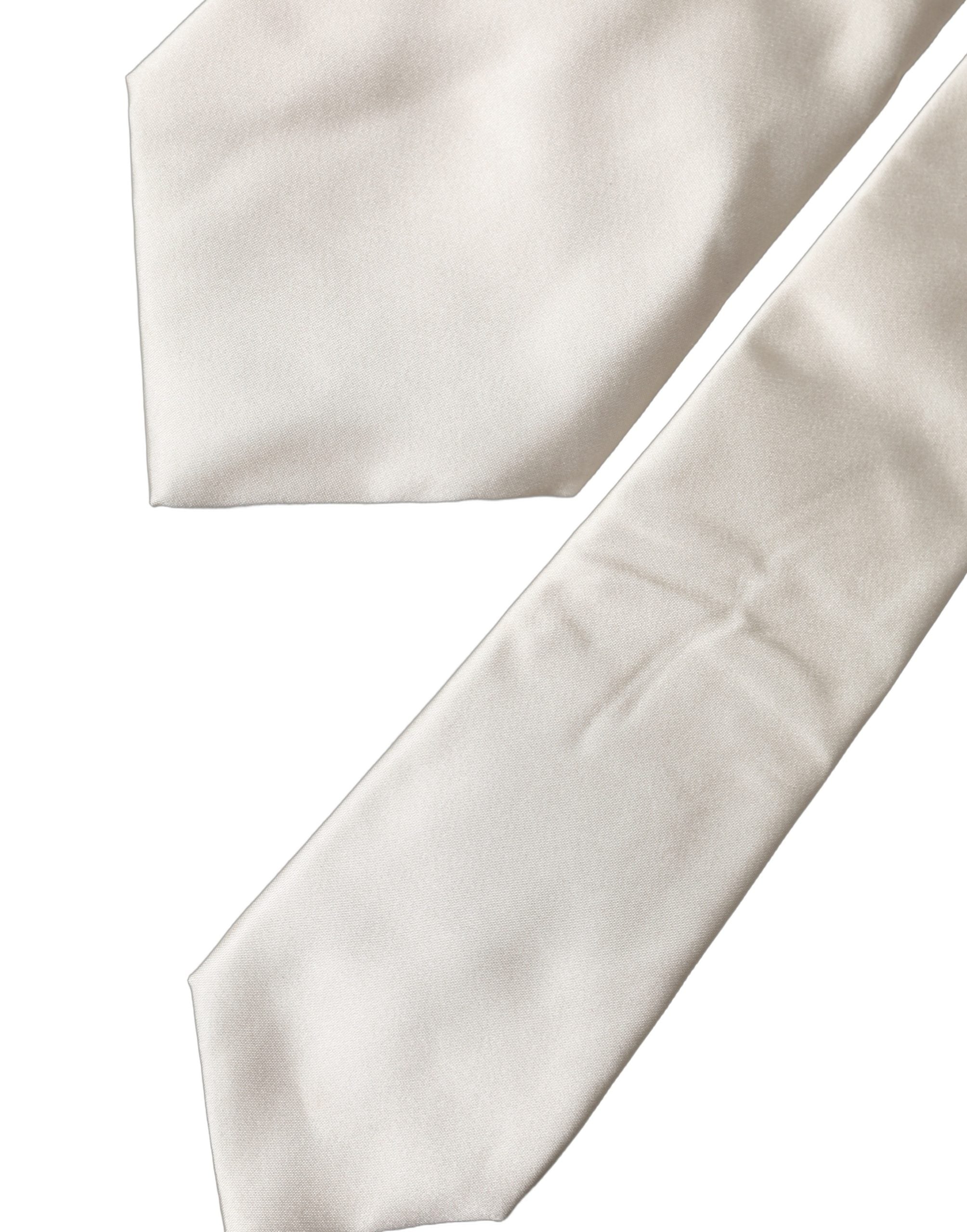 Off White Solid Silk Adjustable Women Tied Necktie Tie