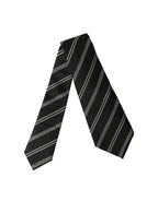 Black White Stripes Silk Adjustable Women Necktie Tie