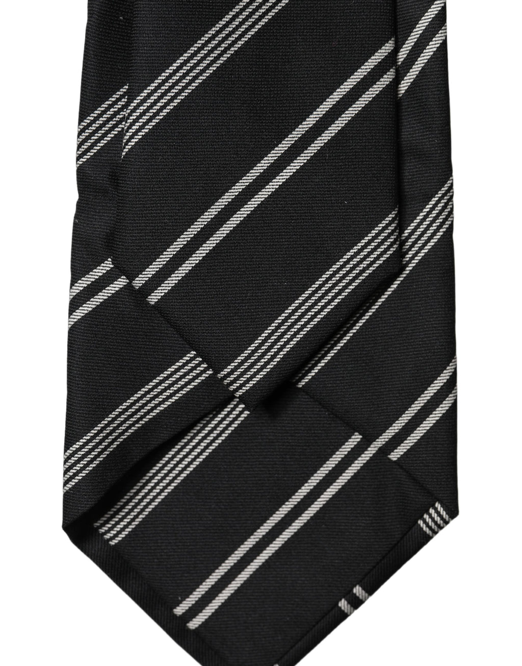 Black White Stripes Silk Adjustable Women Necktie Tie