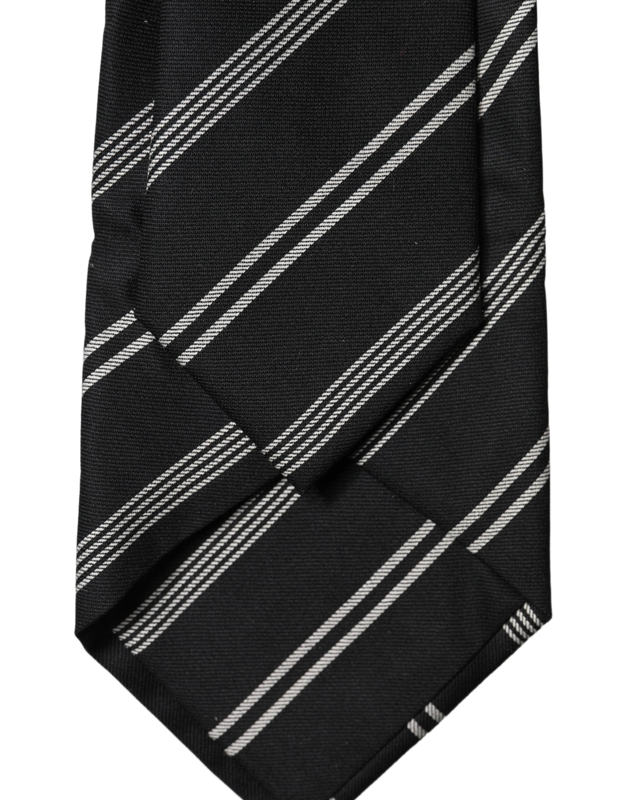 Black White Stripes Silk Adjustable Women Necktie Tie