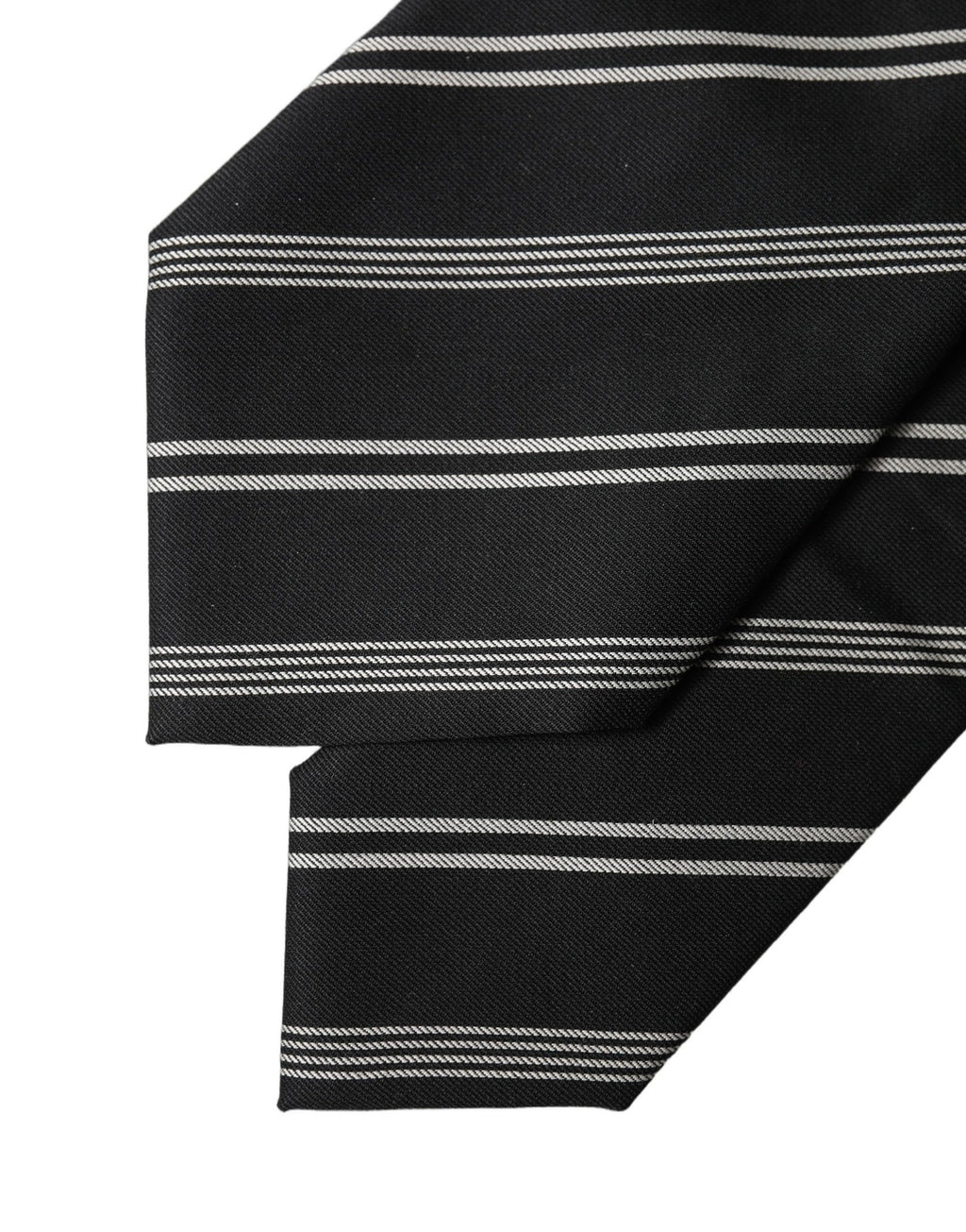 Black White Stripes Silk Adjustable Women Necktie Tie
