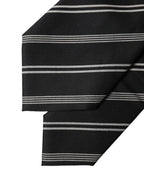 Black White Stripes Silk Adjustable Women Necktie Tie