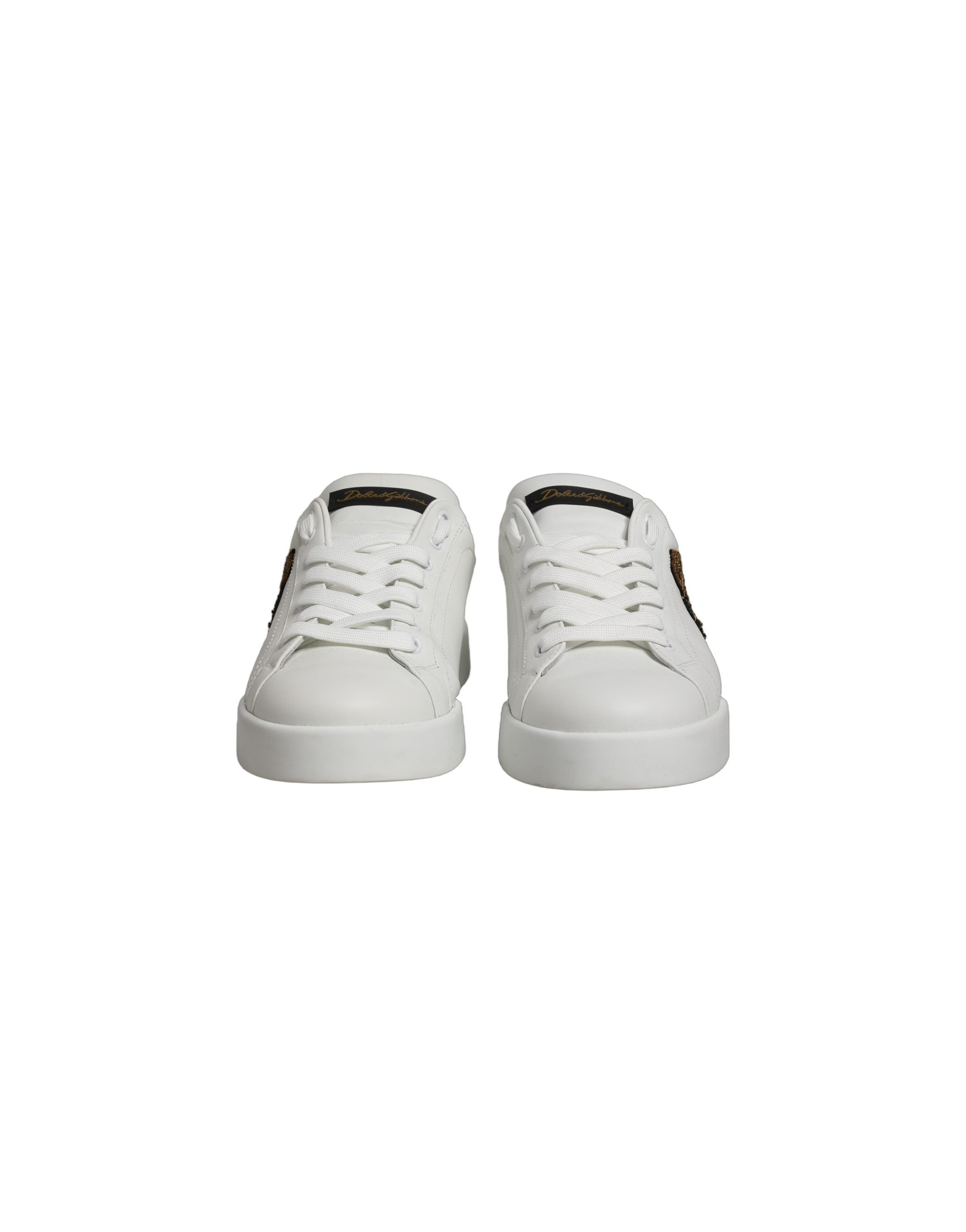 White Gold Crest Crown Portofino Sneakers Shoes