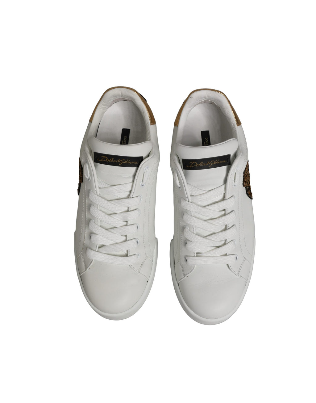 White Gold Crest Crown Portofino Sneakers Shoes
