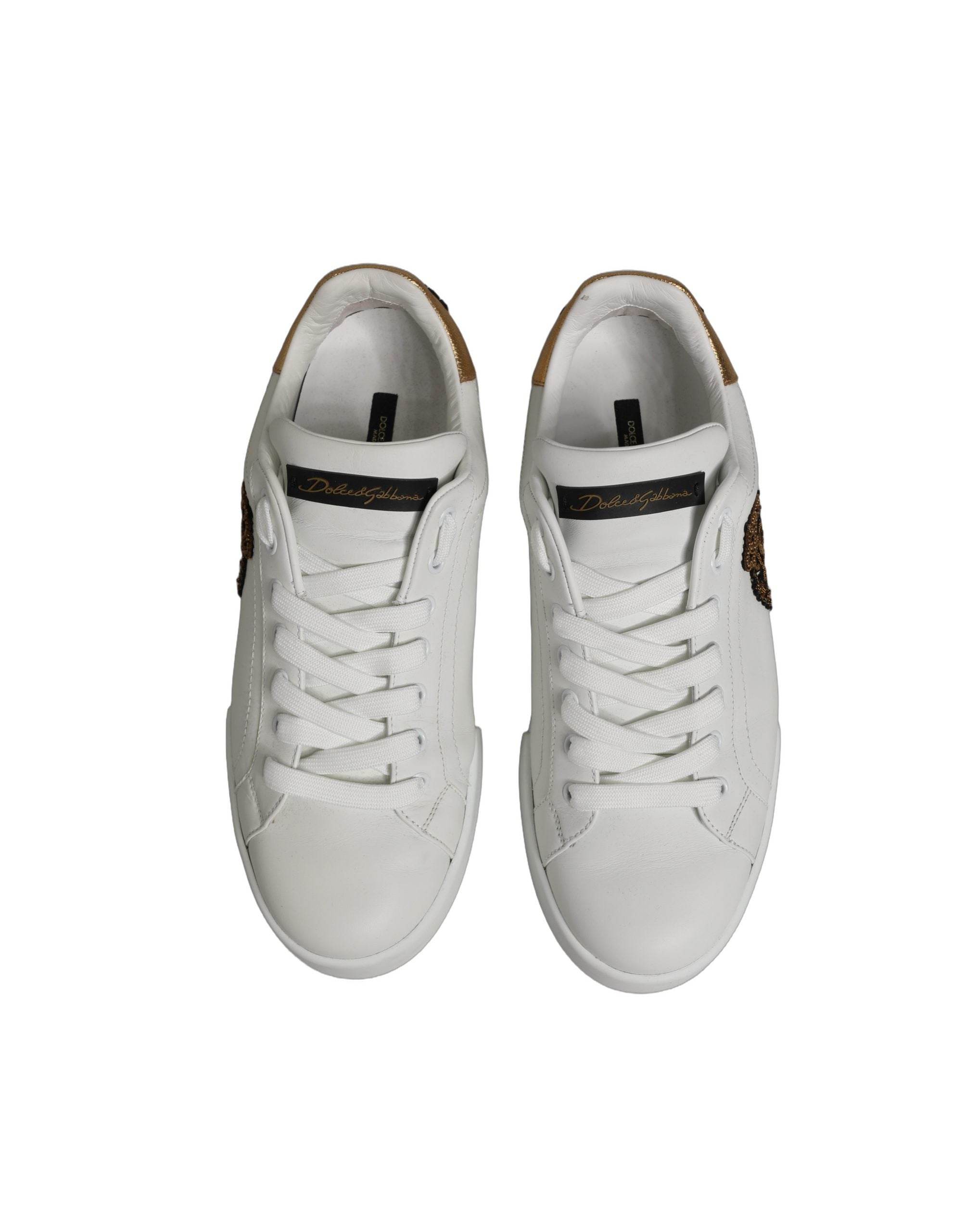 White Gold Crest Crown Portofino Sneakers Shoes