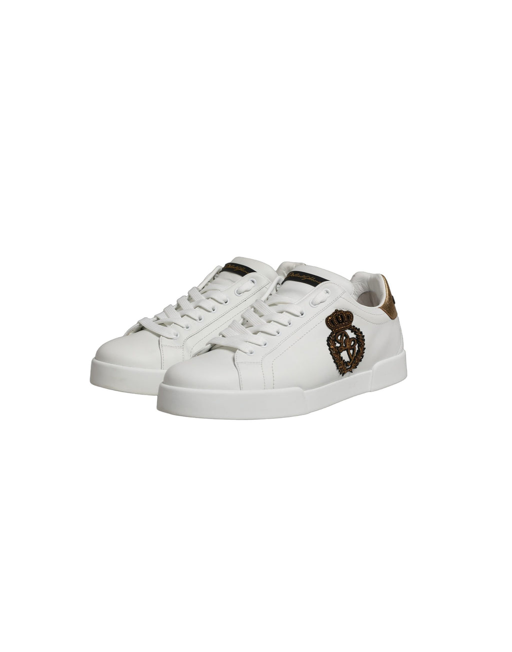White Gold Crest Crown Portofino Sneakers Shoes