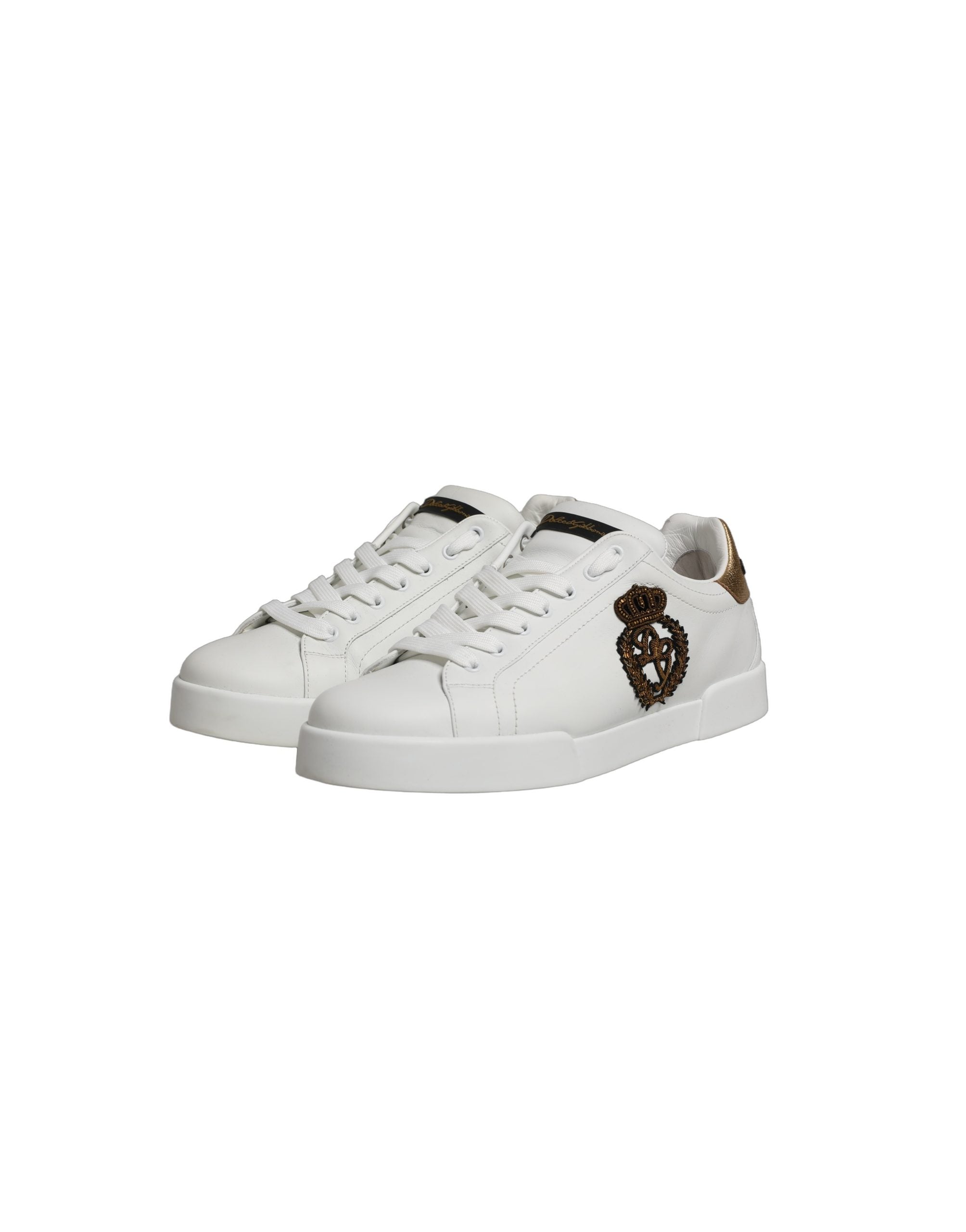 White Gold Crest Crown Portofino Sneakers Shoes