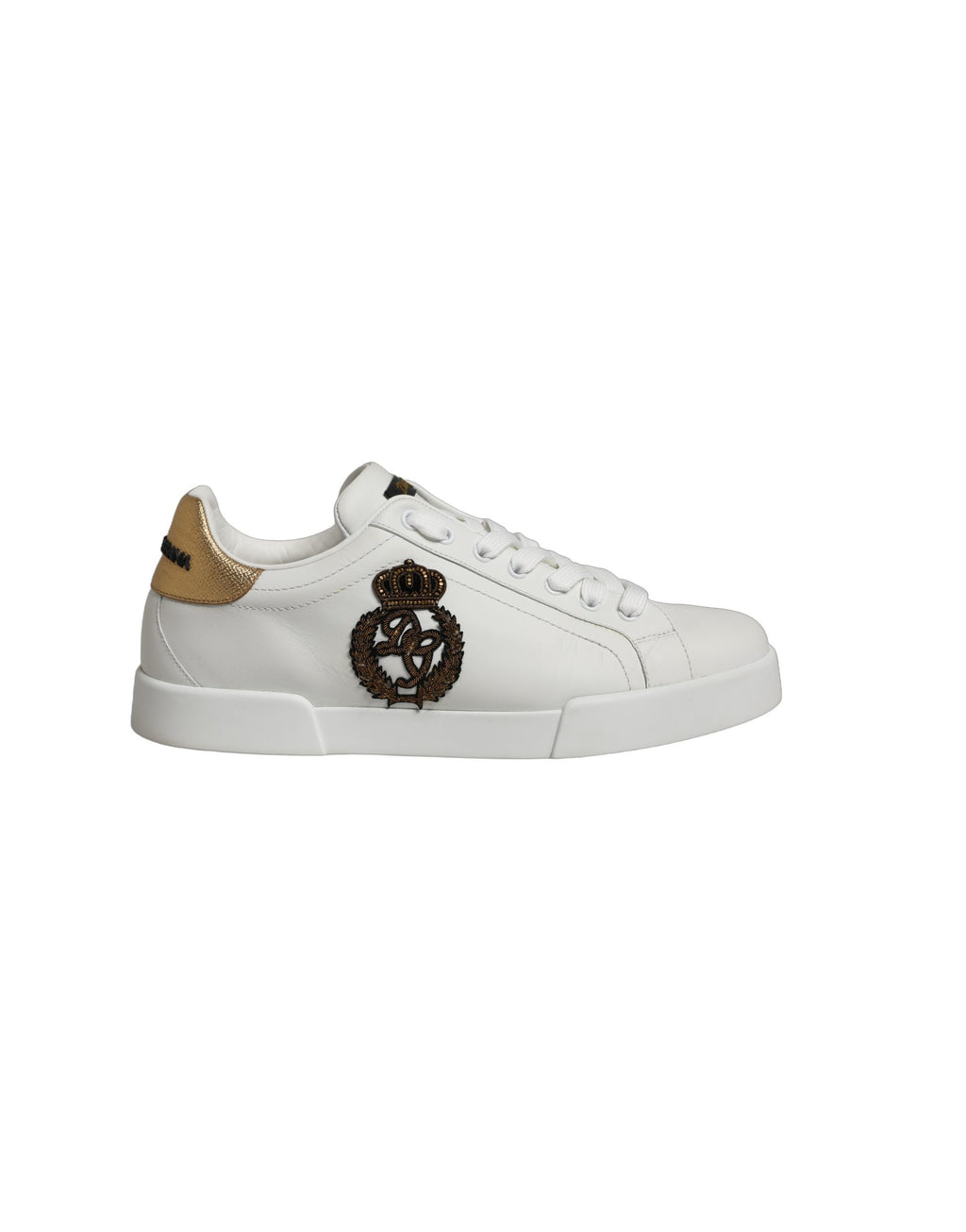 White Gold Crest Crown Portofino Sneakers Shoes
