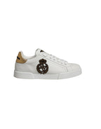 White Gold Crest Crown Portofino Sneakers Shoes