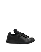 Black Leather Low Top Portofino Sneakers Shoes
