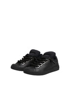 Black Leather Low Top Portofino Sneakers Shoes