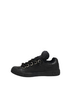 Black Leather Low Top Portofino Sneakers Shoes