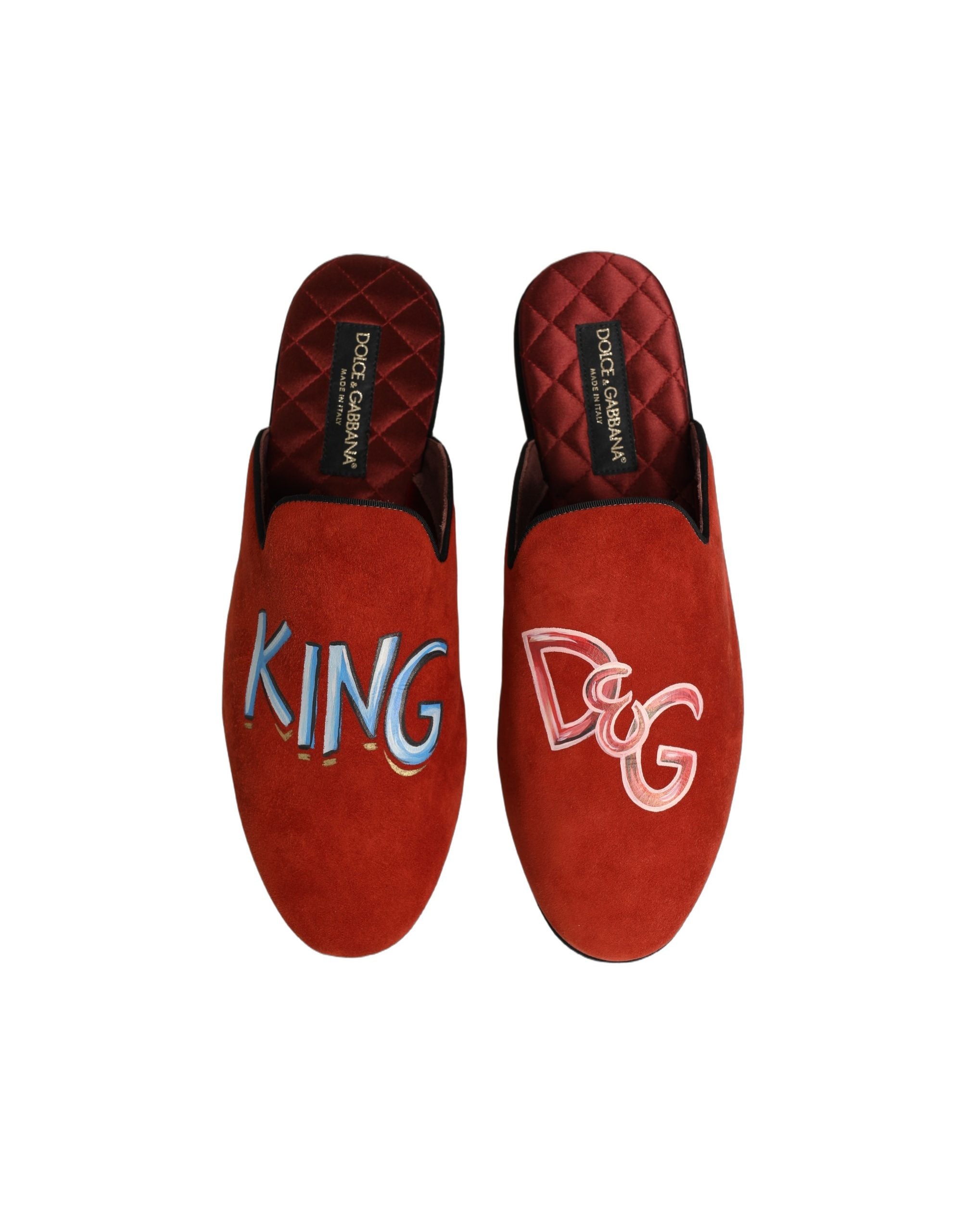 Red Suede DG King Men House Slipper Shoes