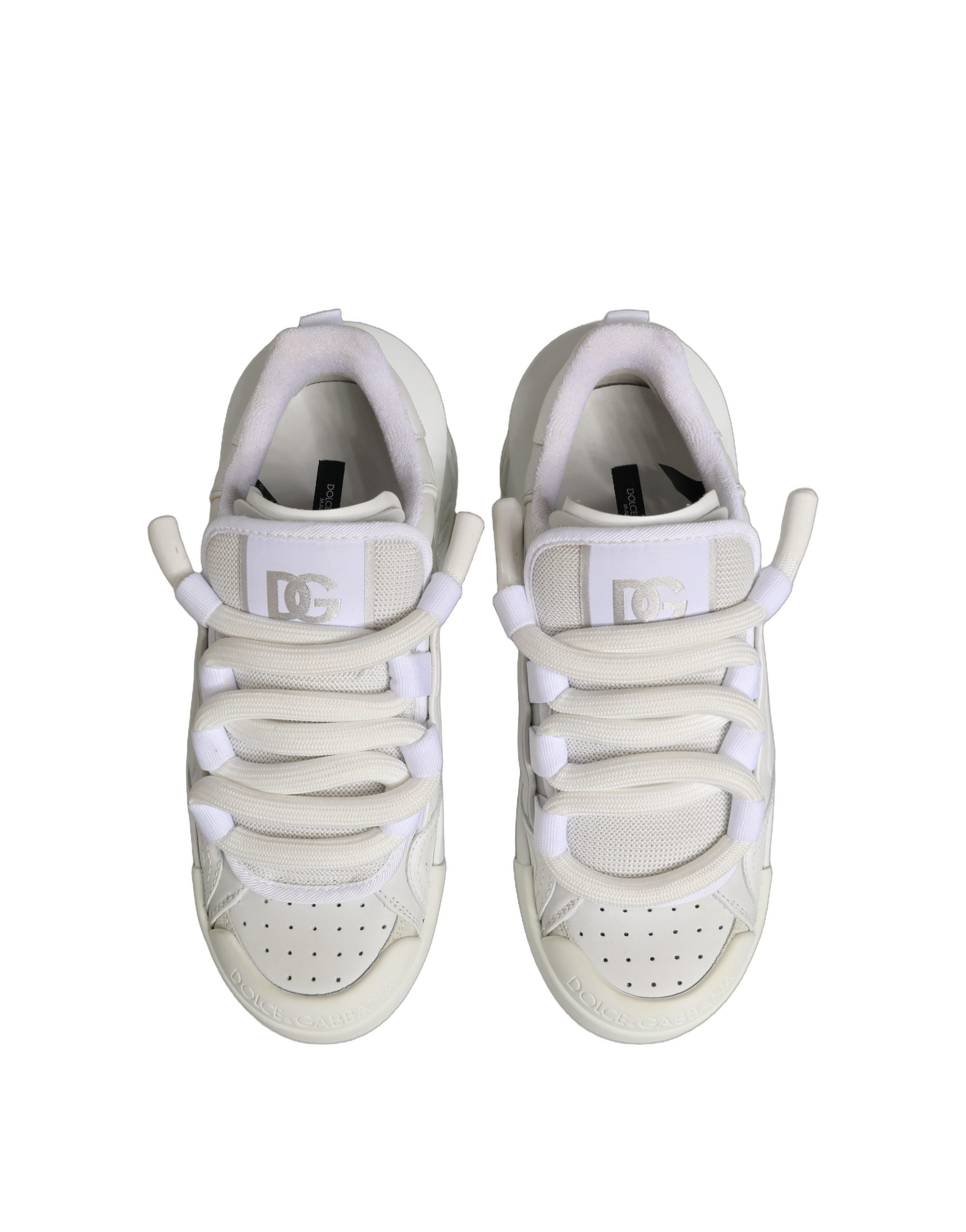 White Calfskin Leather Low Top Sneakers Shoes
