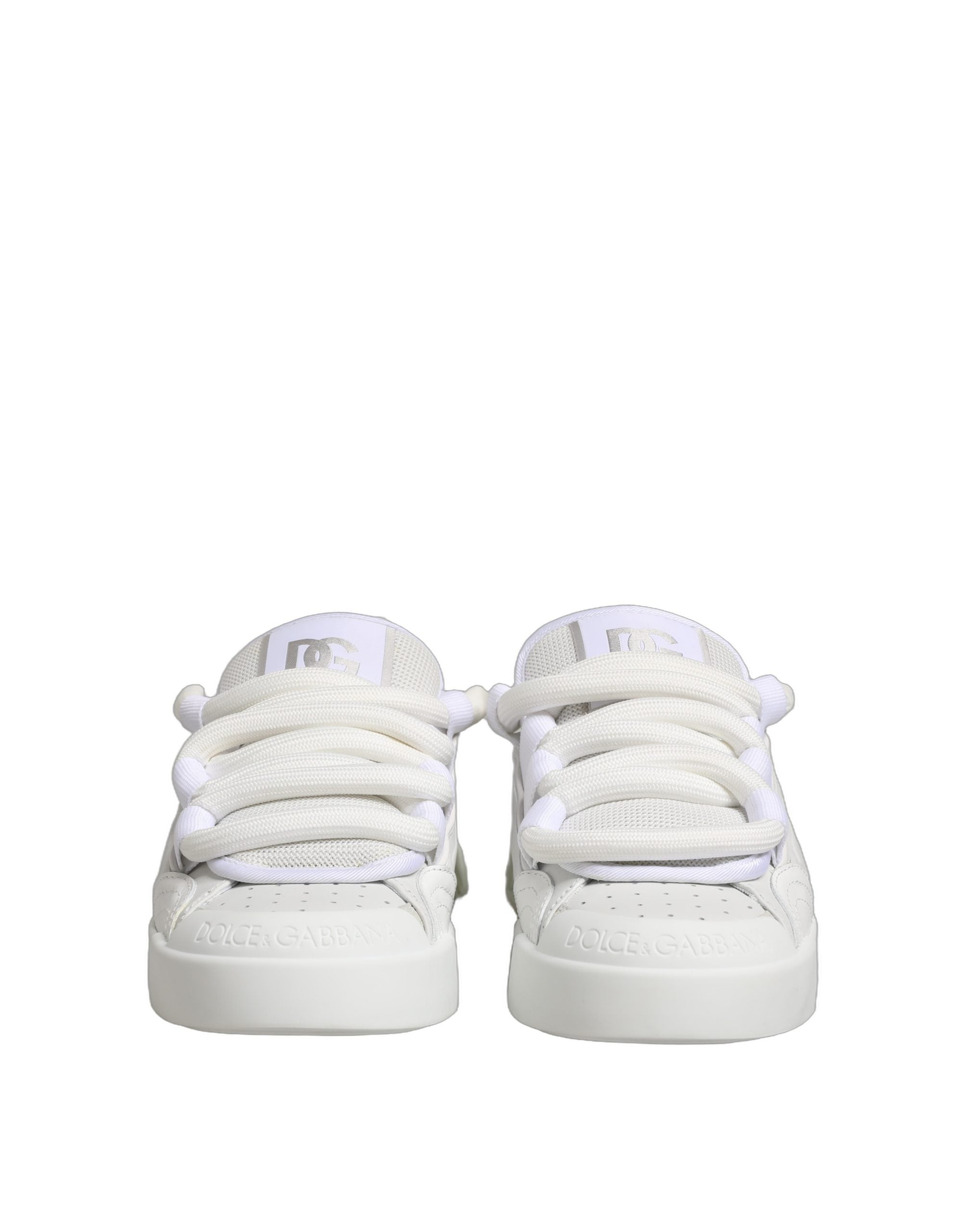 White Calfskin Leather Low Top Sneakers Shoes