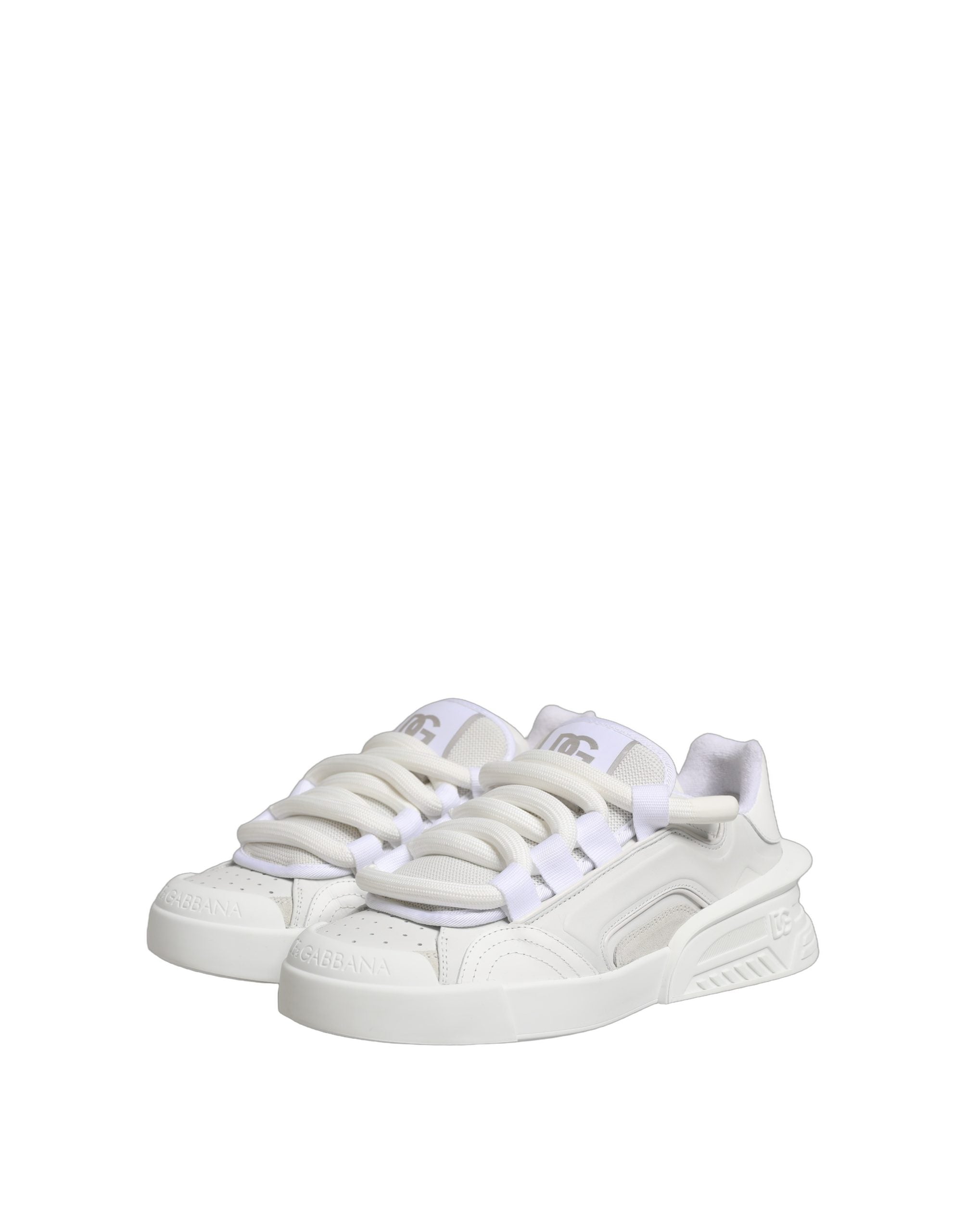 White Calfskin Leather Low Top Sneakers Shoes
