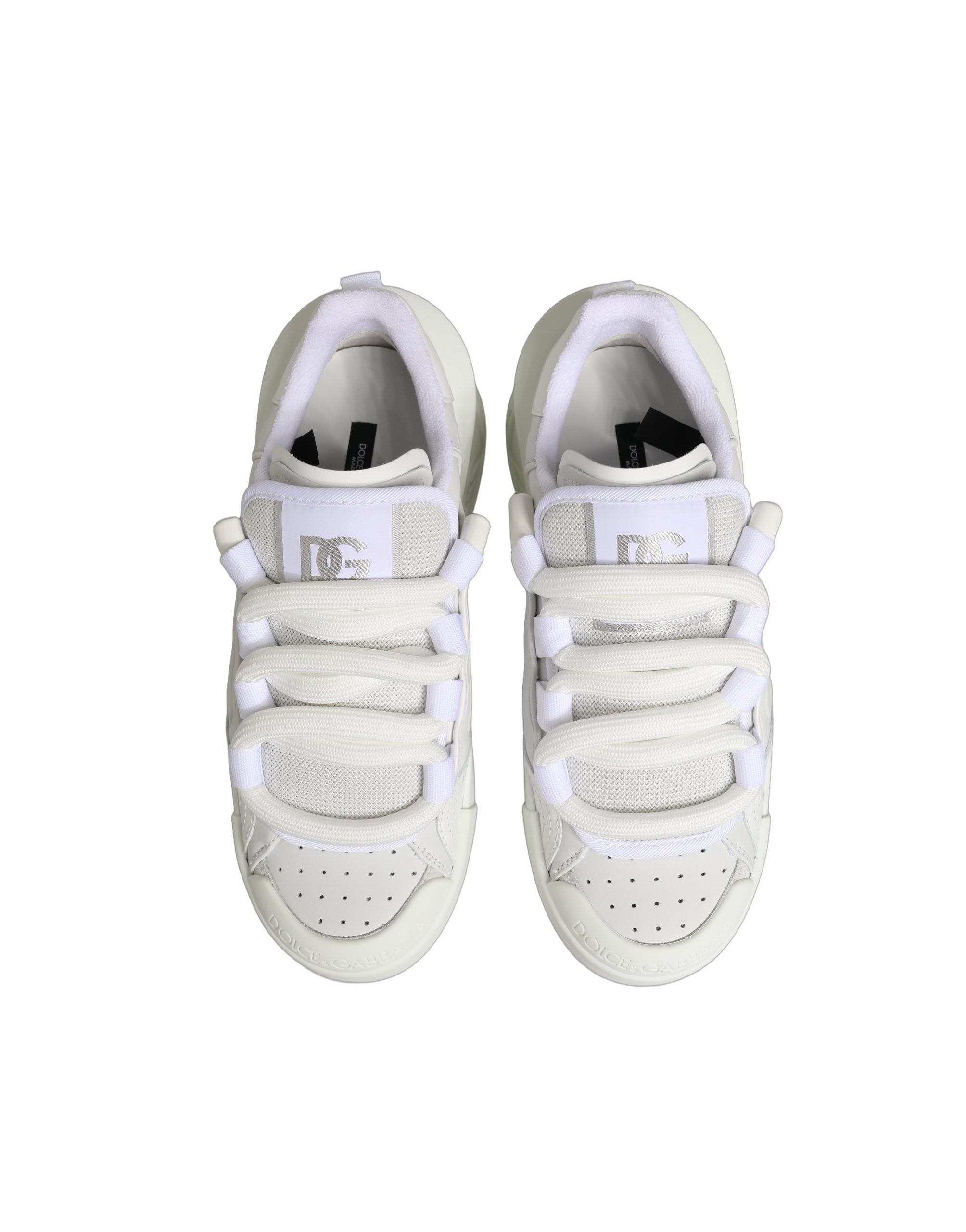 White Calfskin Leather Low Top Sneakers Shoes