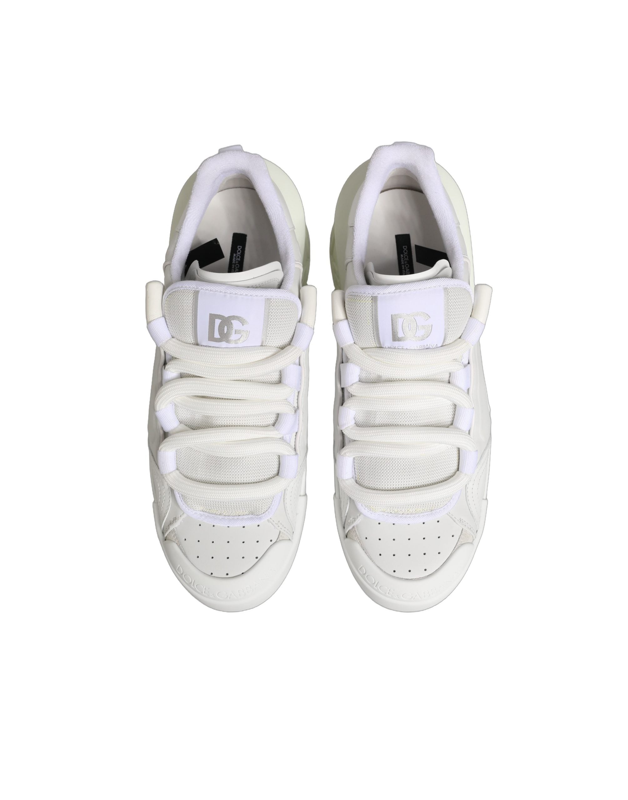White Calfskin Leather Low Top Sneakers Shoes