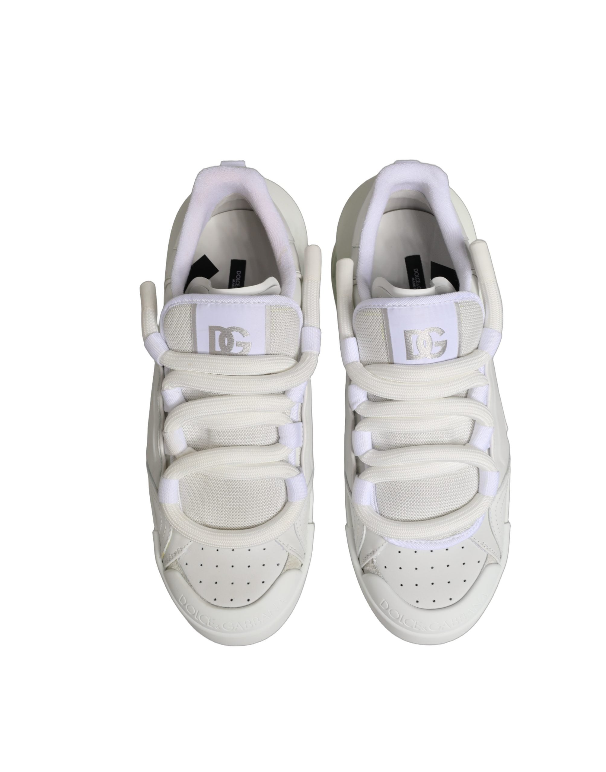 White Calfskin Leather Low Top Sneakers Shoes
