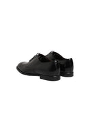 Black Calfskin Leather Derby Men Dress Shoes